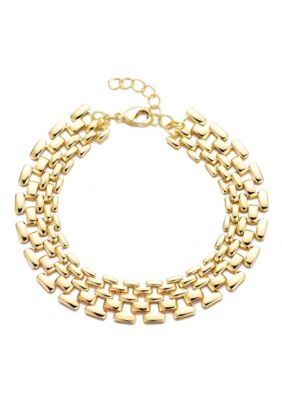 Adornia 14k Gold Plated Grid Chain Bracelet