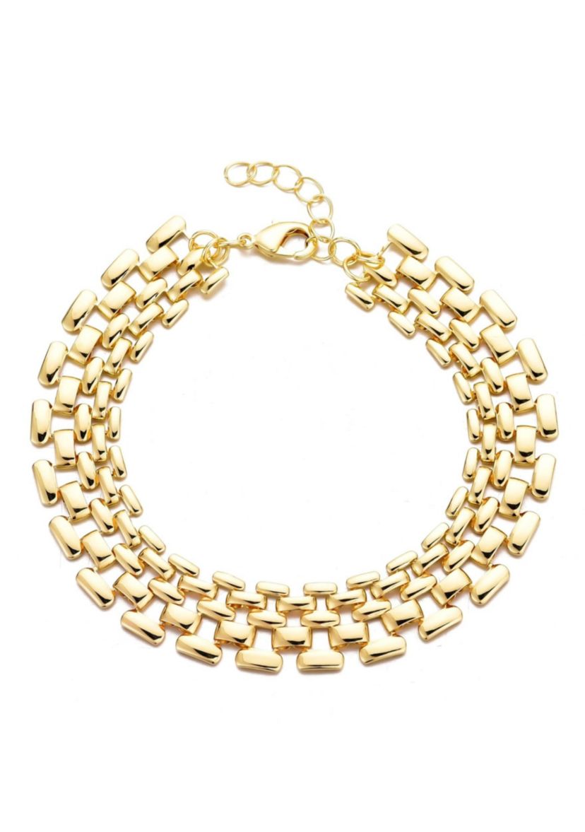 14k Gold Plated Grid Chain Bracelet
