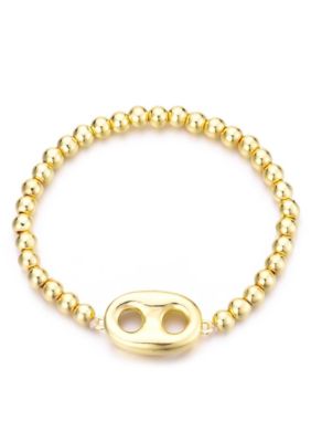 Adornia 14k Gold Plated Mariner Link Stretch Bead Bracelet