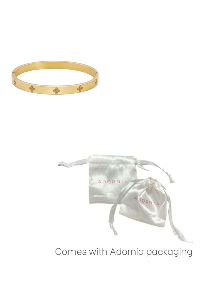 Tarnish Resistant 14k Gold Plated Pave Clover Cuff