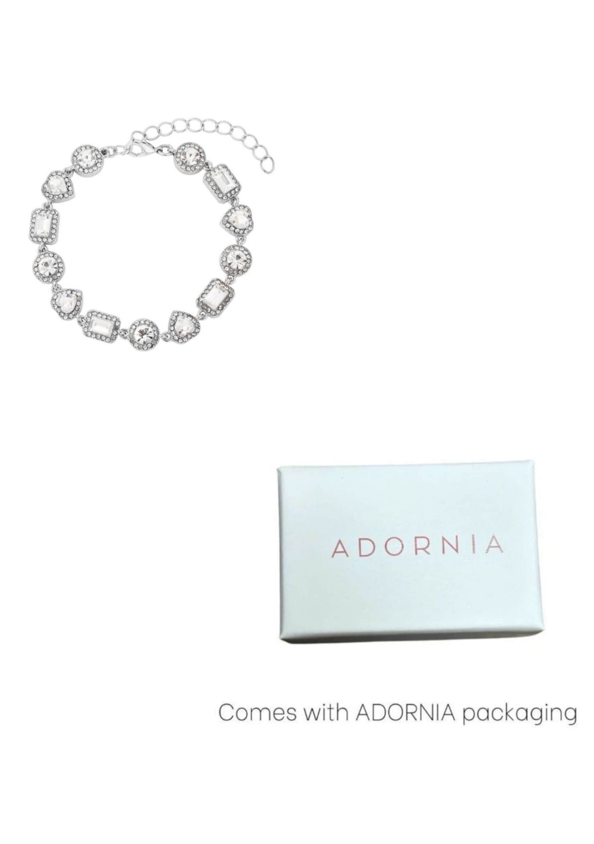 Silver Plated Crystal Halo Heart Chain Bracelet