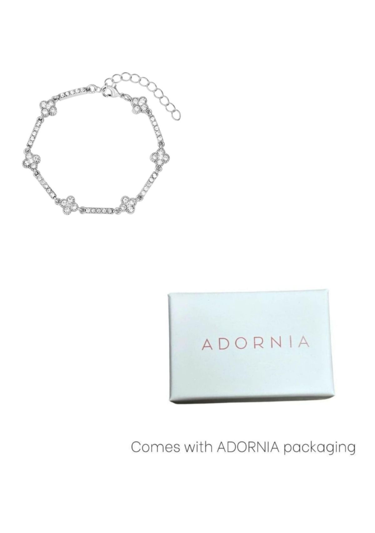 Silver Plated Crystal Clover Tennis Bracelet