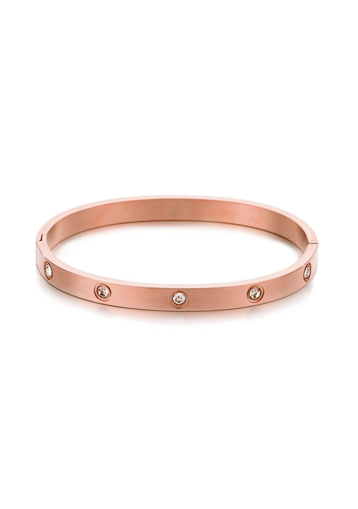 Tarnish Resistant 14k Rose Gold Plated Crystal Eternity Cuff