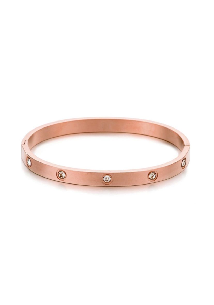 Tarnish Resistant 14k Rose Gold Plated Crystal Eternity Cuff
