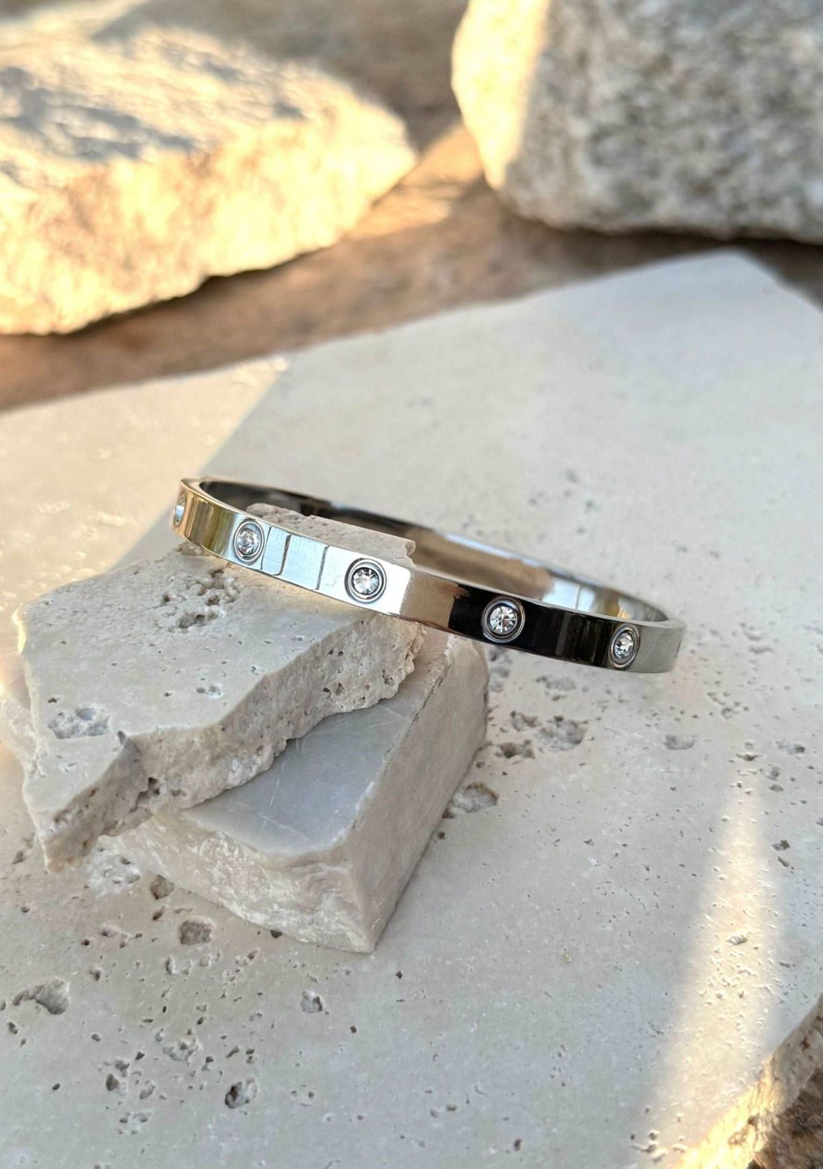 Tarnish Resistant Silver Plated Crystal Eternity Cuff