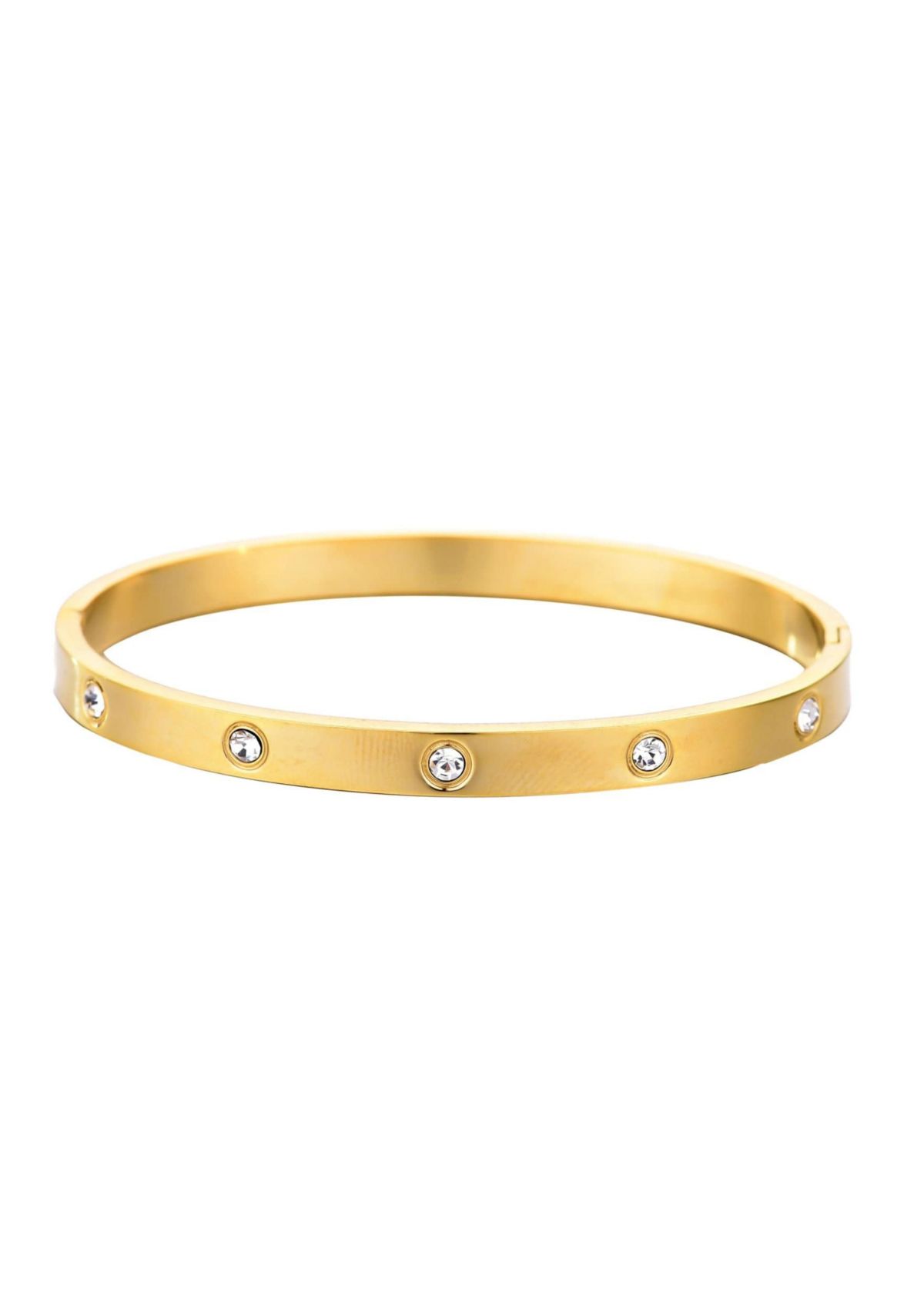 Tarnish Resistant 18k Yellow Gold Plated Crystal Eternity Cuff