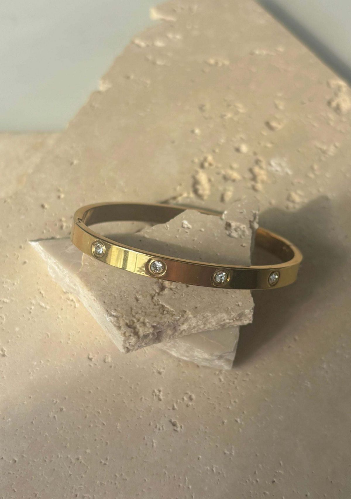 Tarnish Resistant 18k Yellow Gold Plated Crystal Eternity Cuff