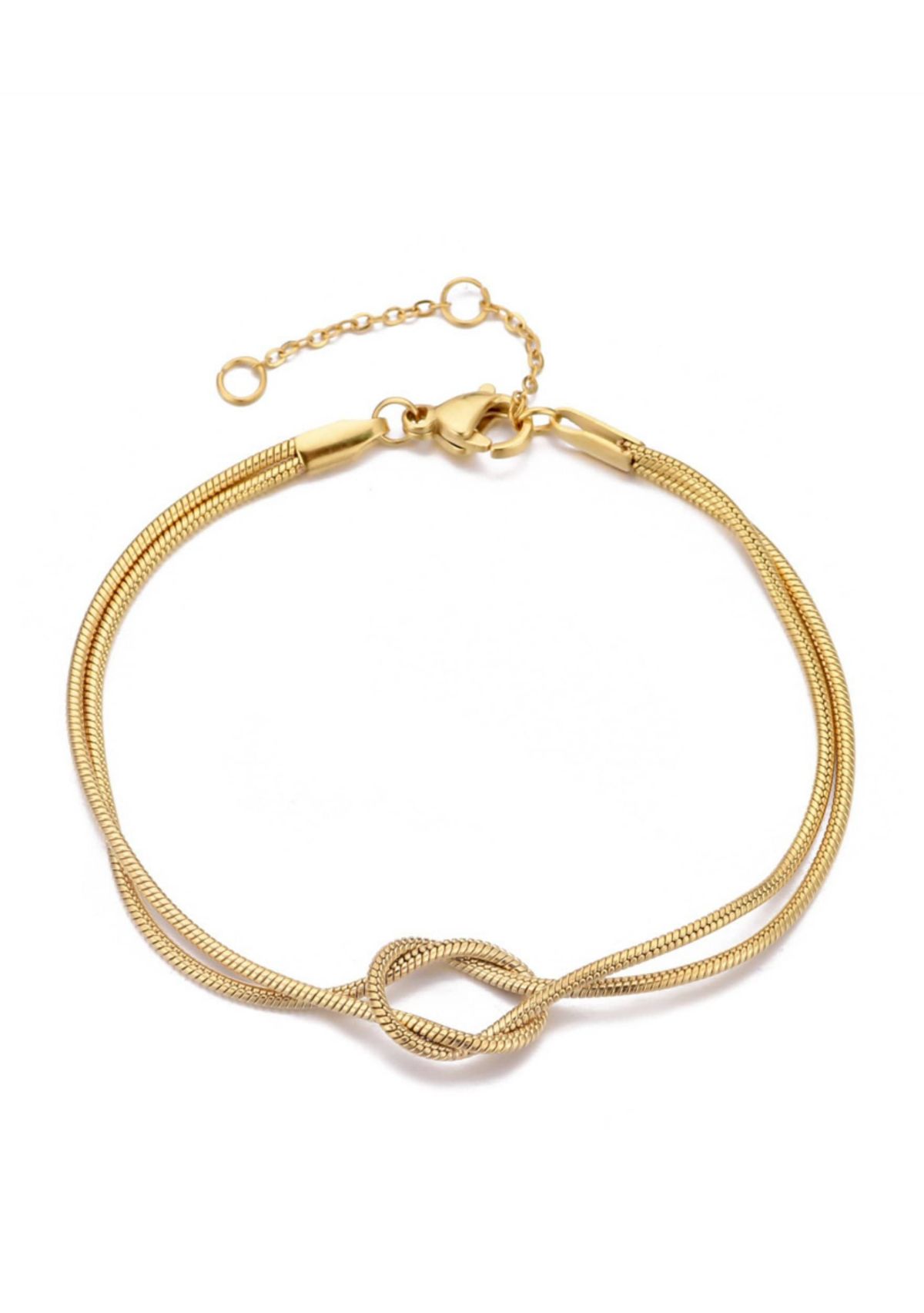 Tarnish Resistant 18k Gold Plated Knotted Rope Chain Bracelet