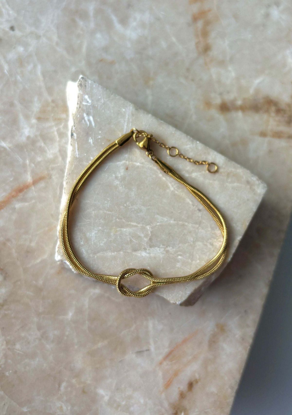 Tarnish Resistant 18k Gold Plated Knotted Rope Chain Bracelet