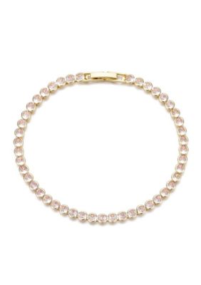 Adornia 14k Yellow Gold Plated Crystal Bezeled Tennis Bracelet
