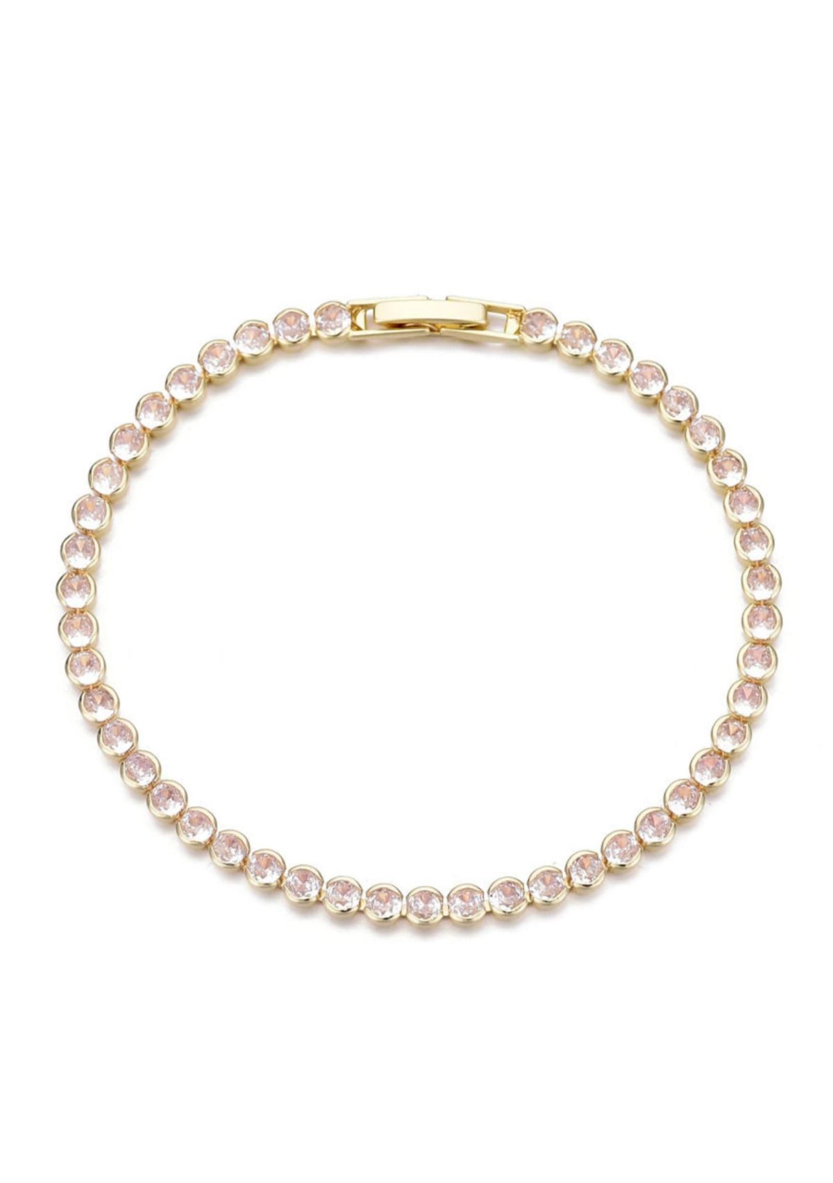 14k Yellow Gold Plated Crystal Bezeled Tennis Bracelet