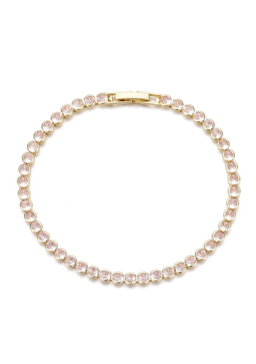 14k Yellow Gold Plated Crystal Bezeled Tennis Bracelet
