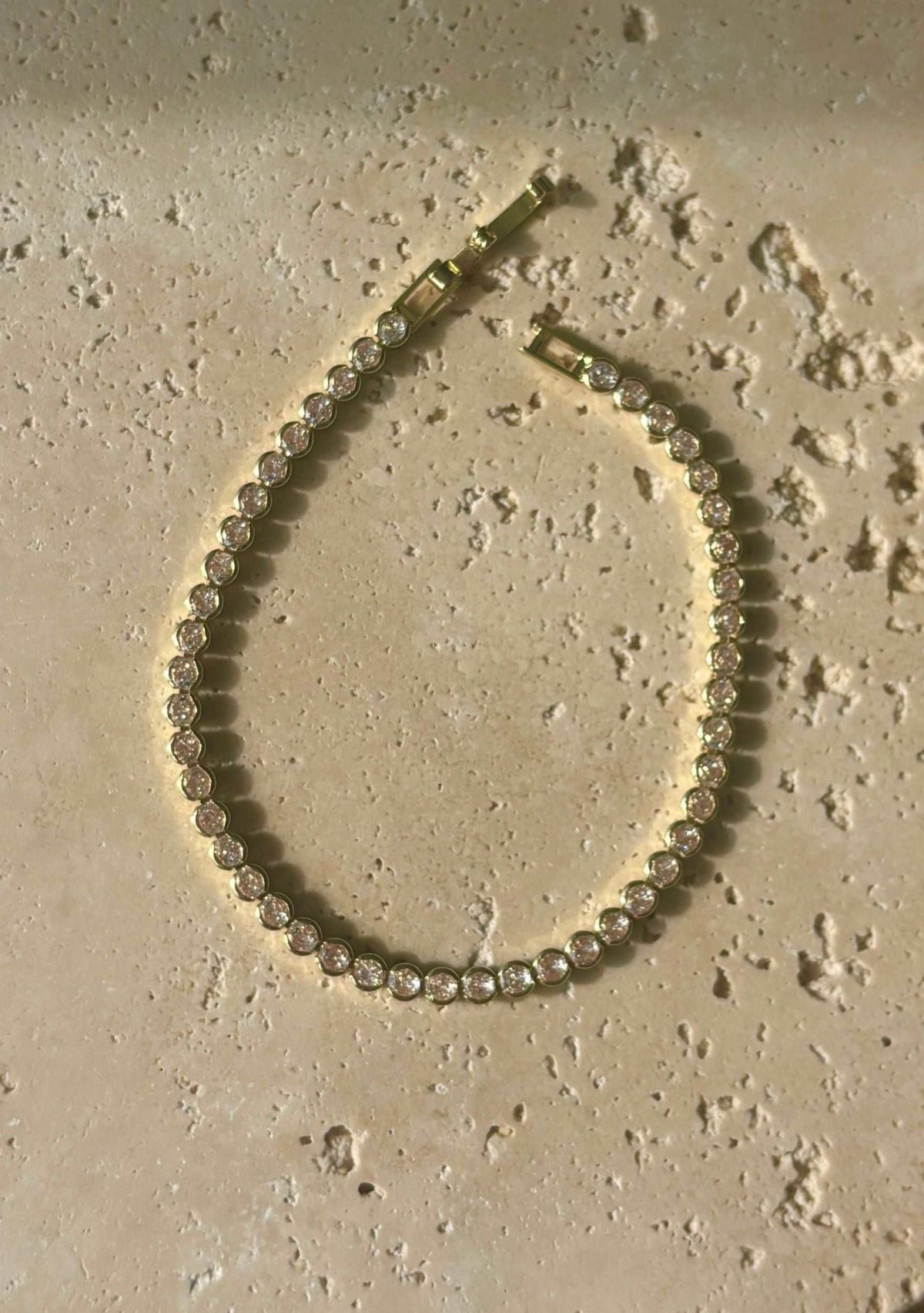 14k Yellow Gold Plated Crystal Bezeled Tennis Bracelet