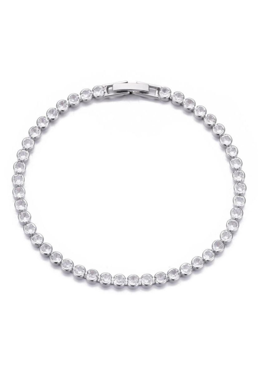 Silver Plated Crystal Bezeled Tennis Bracelet