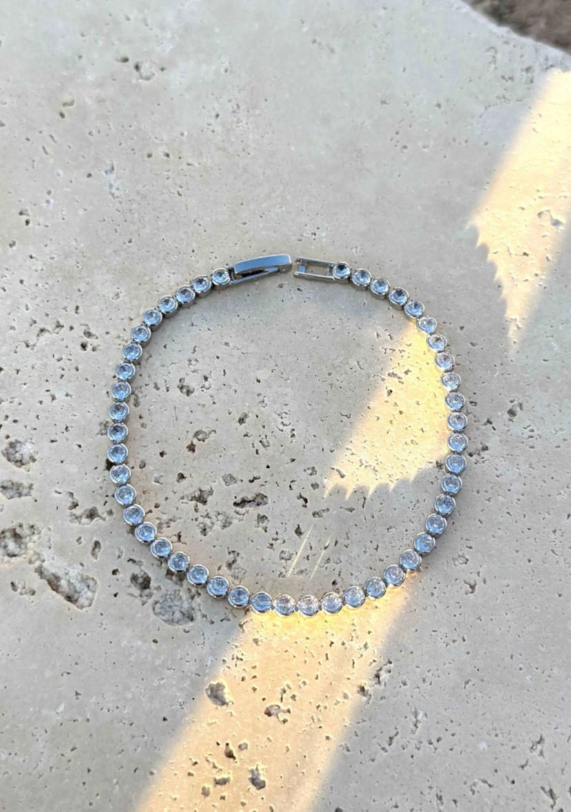 Silver Plated Crystal Bezeled Tennis Bracelet
