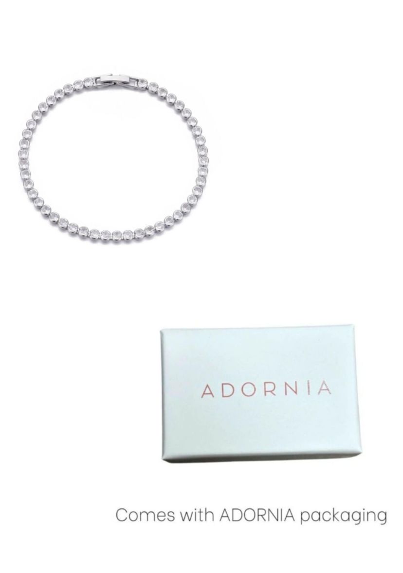 Silver Plated Crystal Bezeled Tennis Bracelet