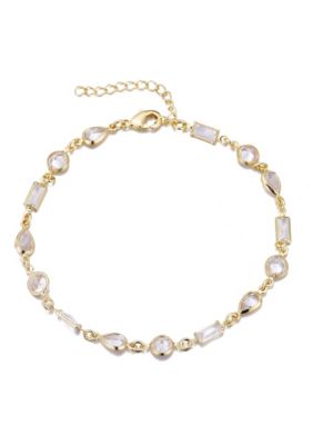 Adornia 14k Gold Plated Mixed Shape Crystal Bracelet
