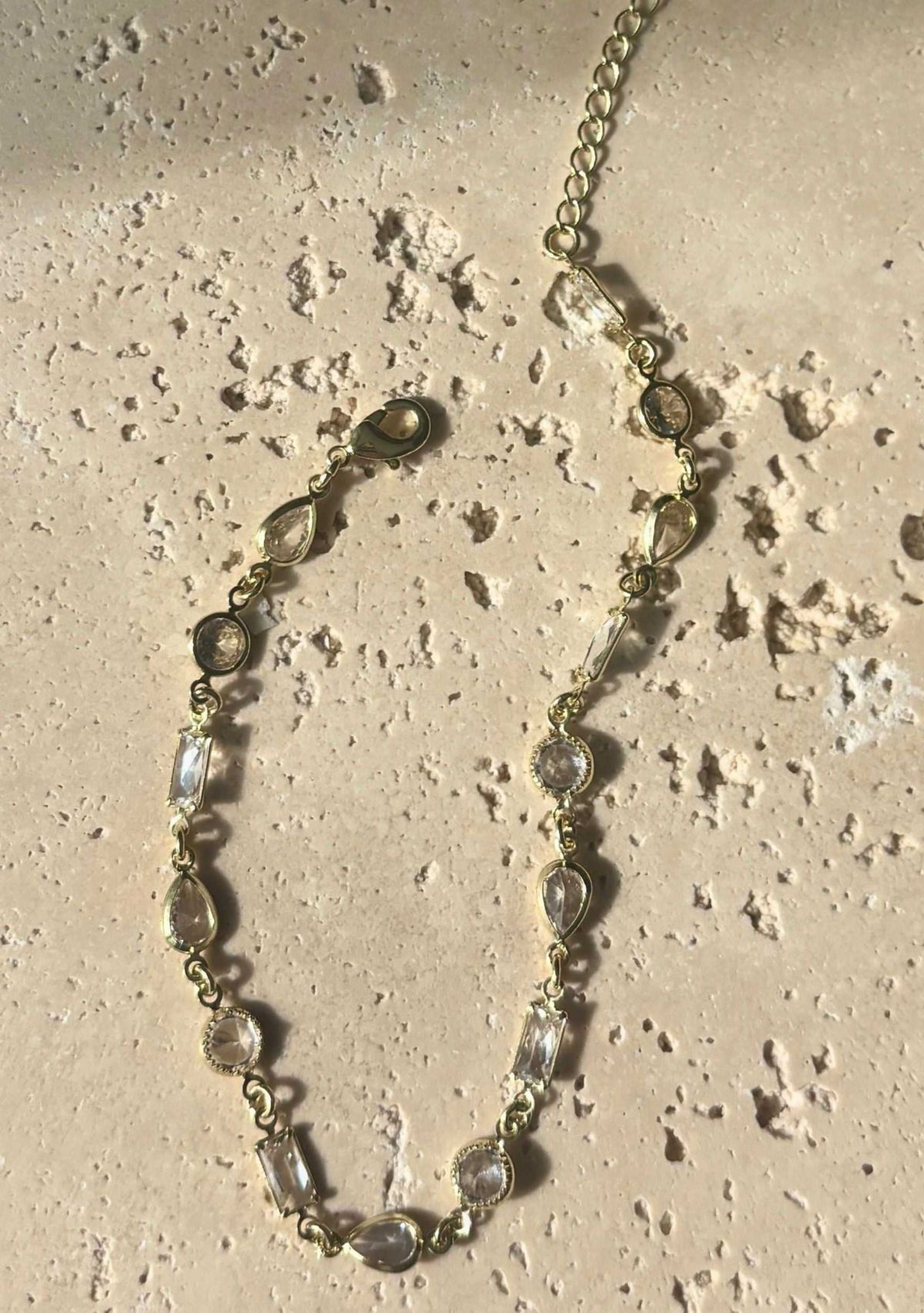 14k Gold Plated Mixed Shape Crystal Bracelet