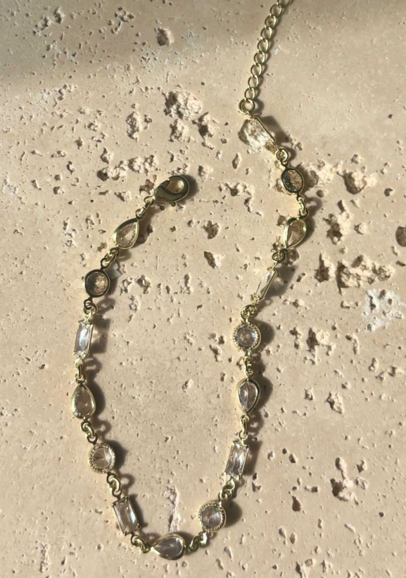 14k Gold Plated Mixed Shape Crystal Bracelet