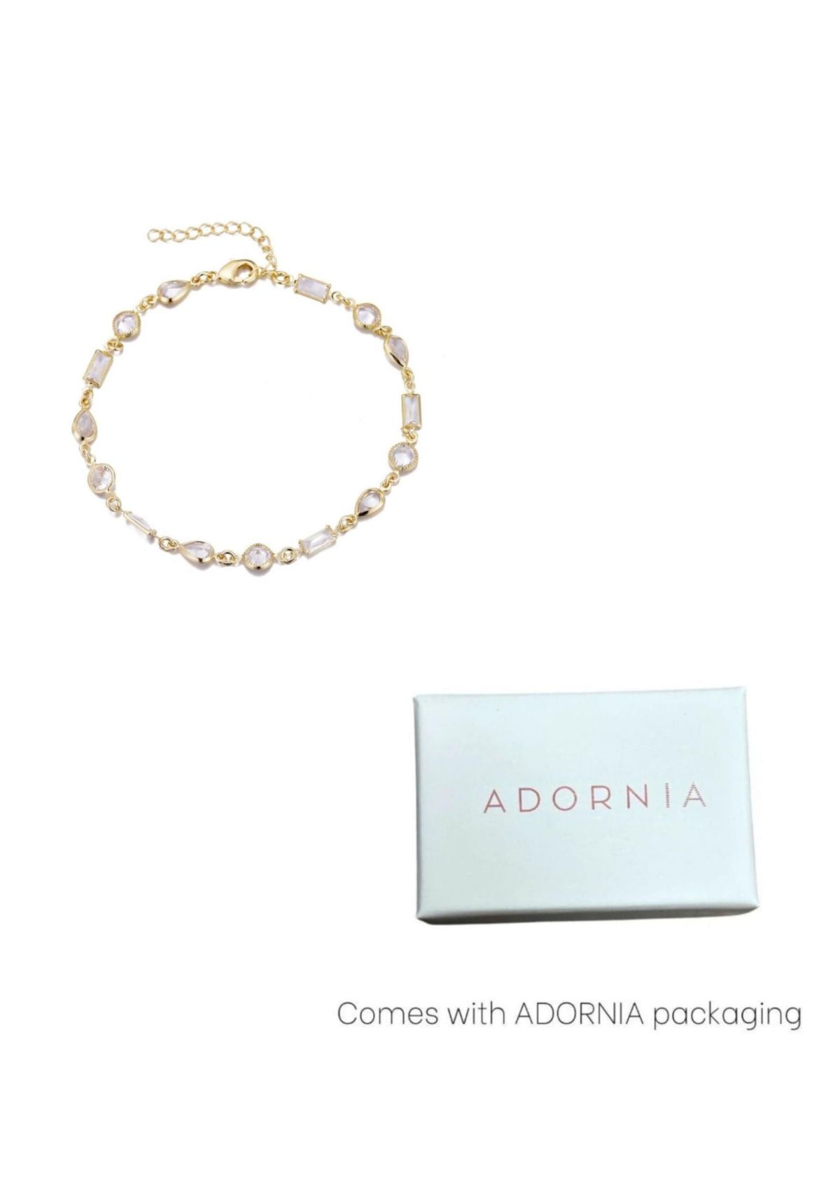 14k Gold Plated Mixed Shape Crystal Bracelet