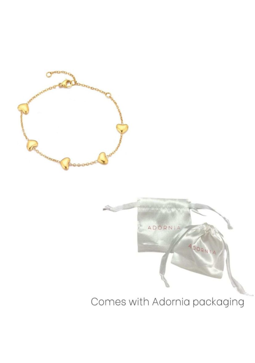 Tarnish Resistant 18k Gold Plated Heart Station Bracelet