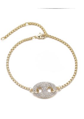 Adornia 14k Gold Plated Crystal Mariner Link Bracelet