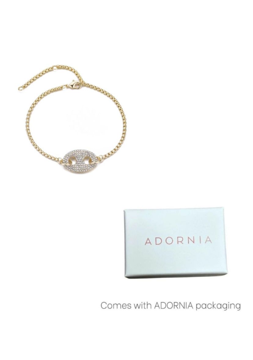 14k Gold Plated Crystal Mariner Link Bracelet