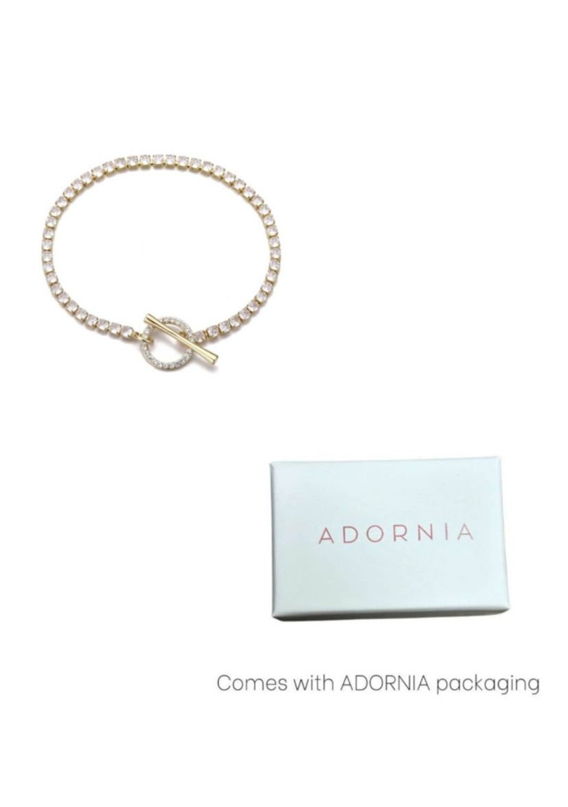 14k Gold Plated Crystal Toggle Tennis Bracelet