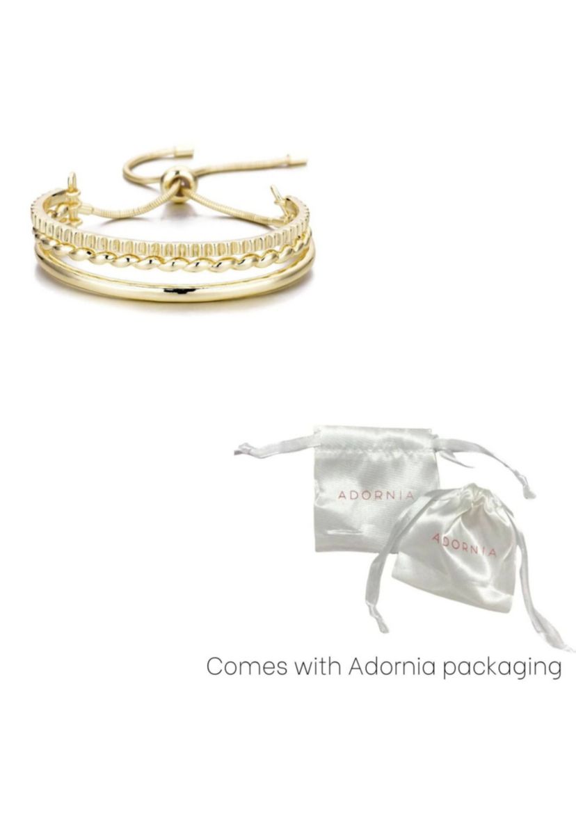 Gold Plated 3-Line Cuff Adjustable Bolo Bracelet