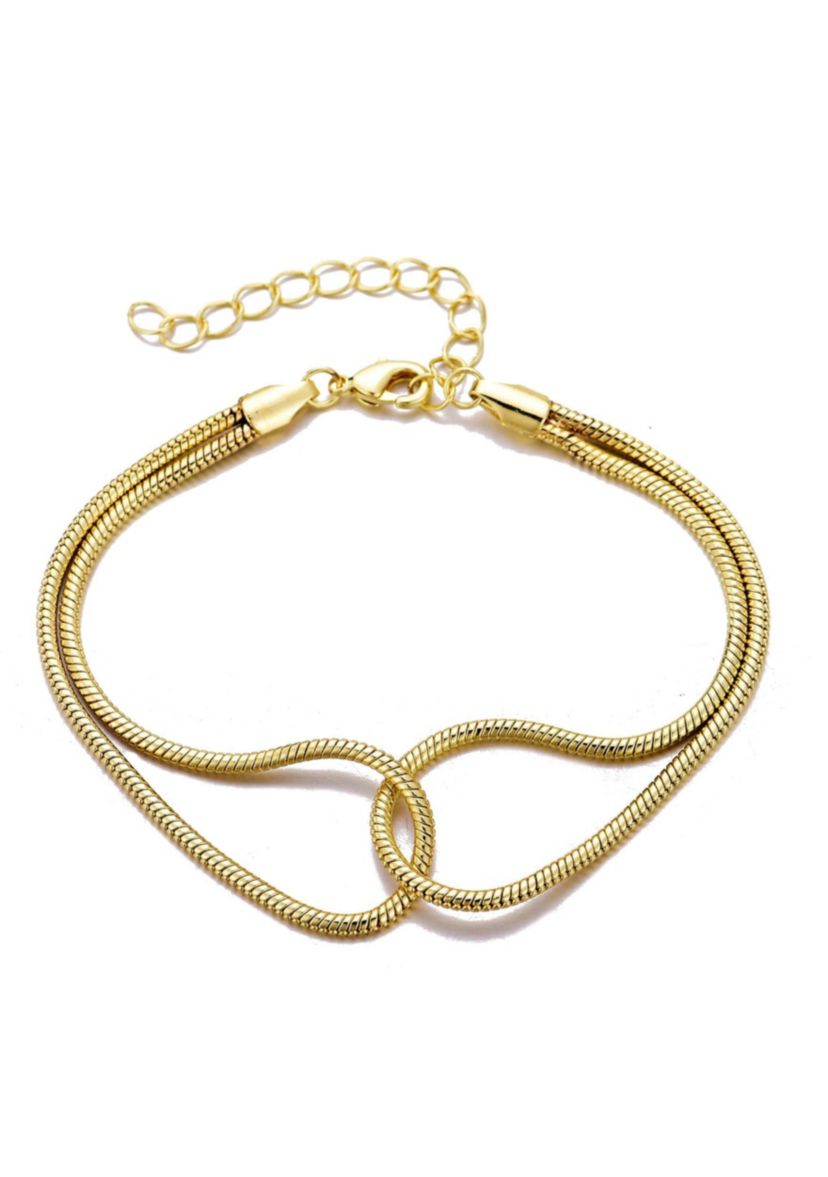 14k Gold Plated Interlocking Rope Chain Bracelet