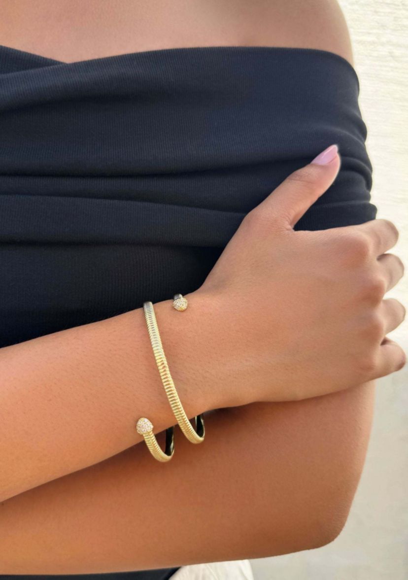 14k Gold Plated Crystal Wrap Cuff