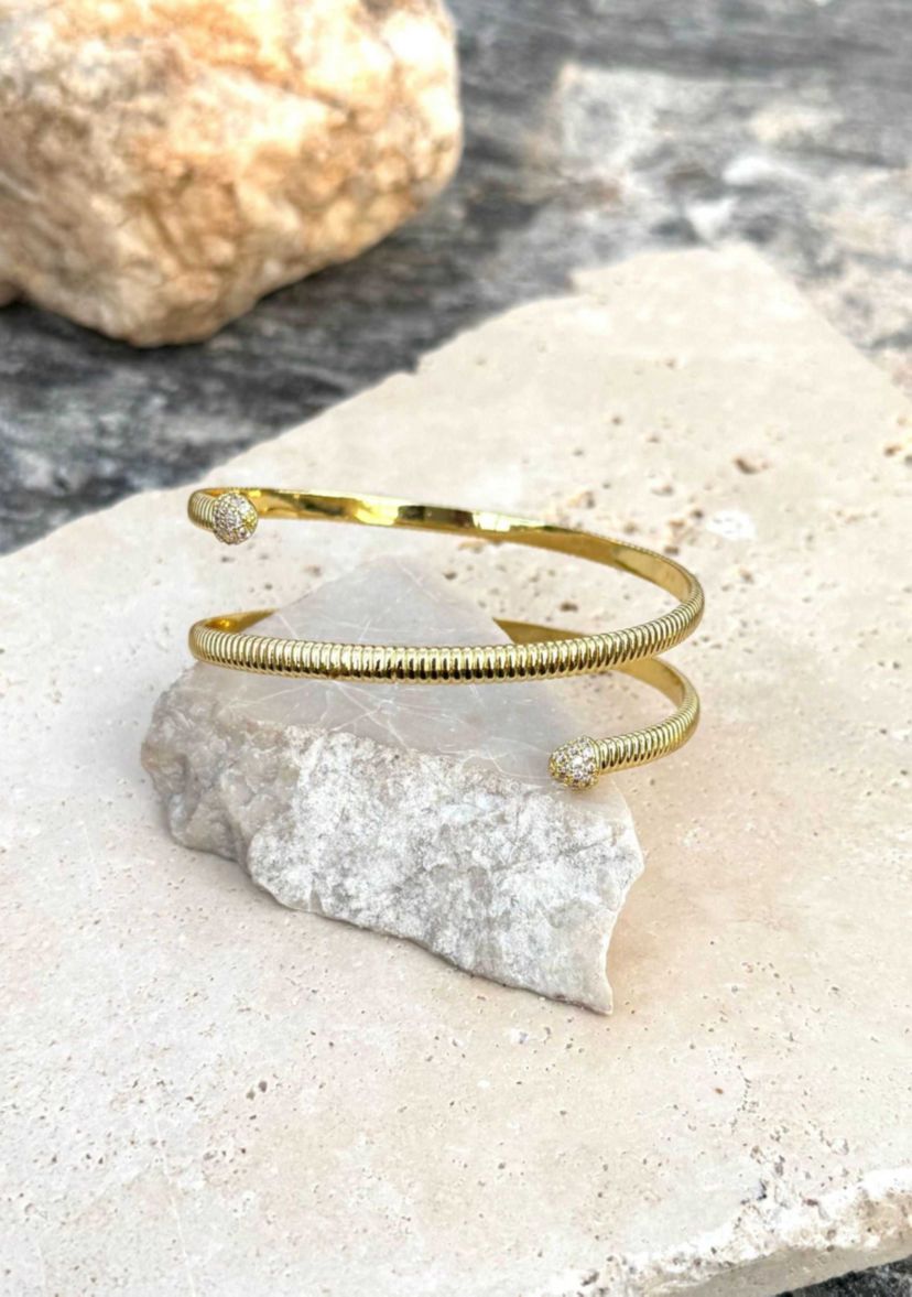 14k Gold Plated Crystal Wrap Cuff