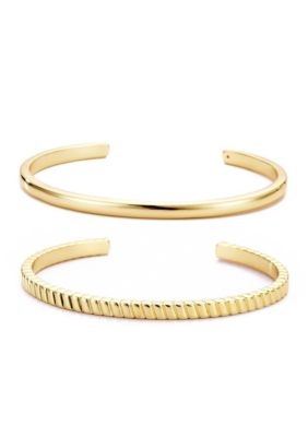 Adornia 14k Gold Plated Set of Two Cuffs