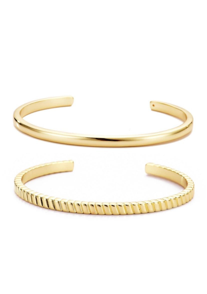 14k Gold Plated Set of Two Cuffs