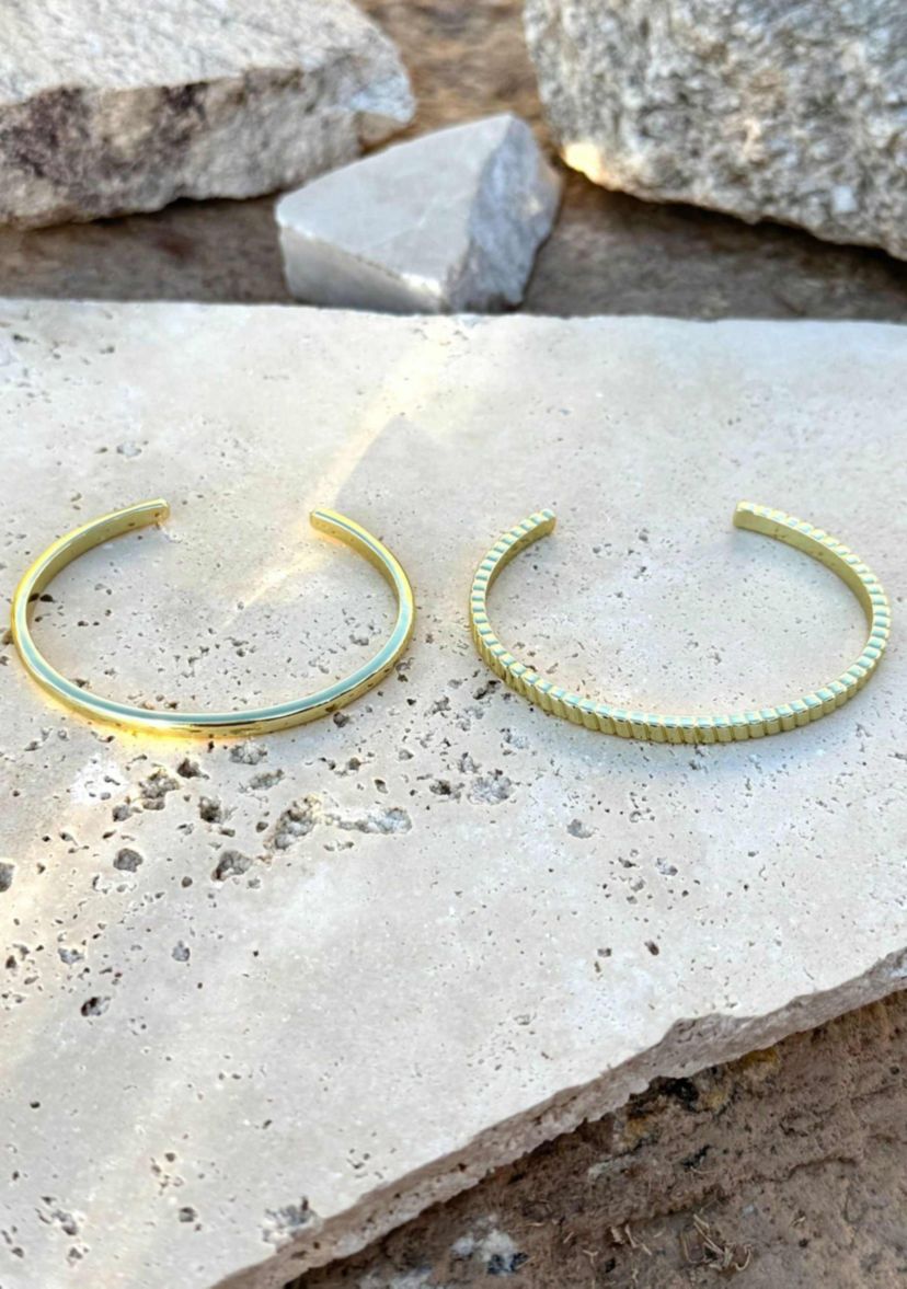 14k Gold Plated Set of Two Cuffs