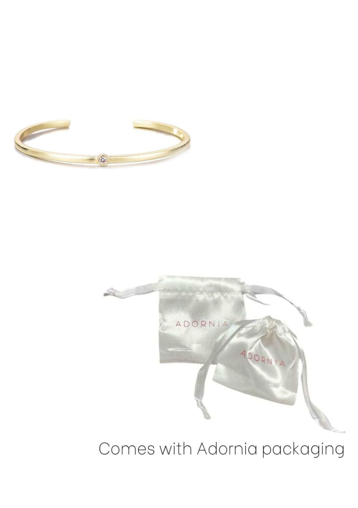 14k Gold Plated Skinny Cuff with CZ Stone