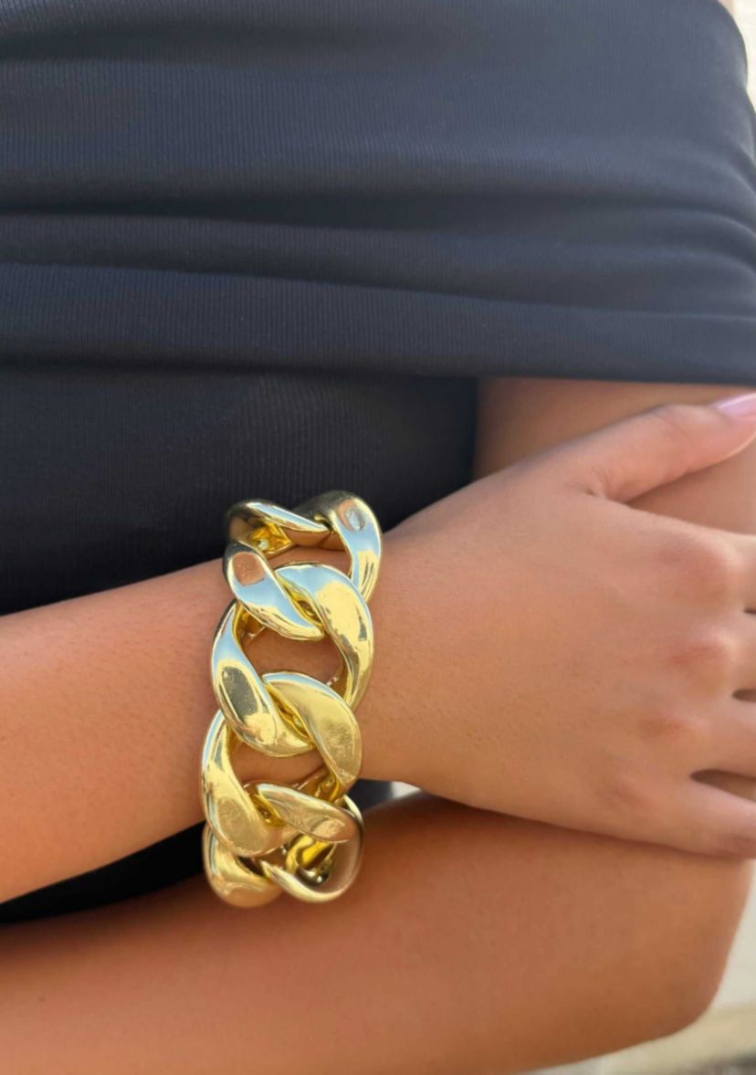 Gold Plated Lightweight Chunky Curb Chain Bracelet