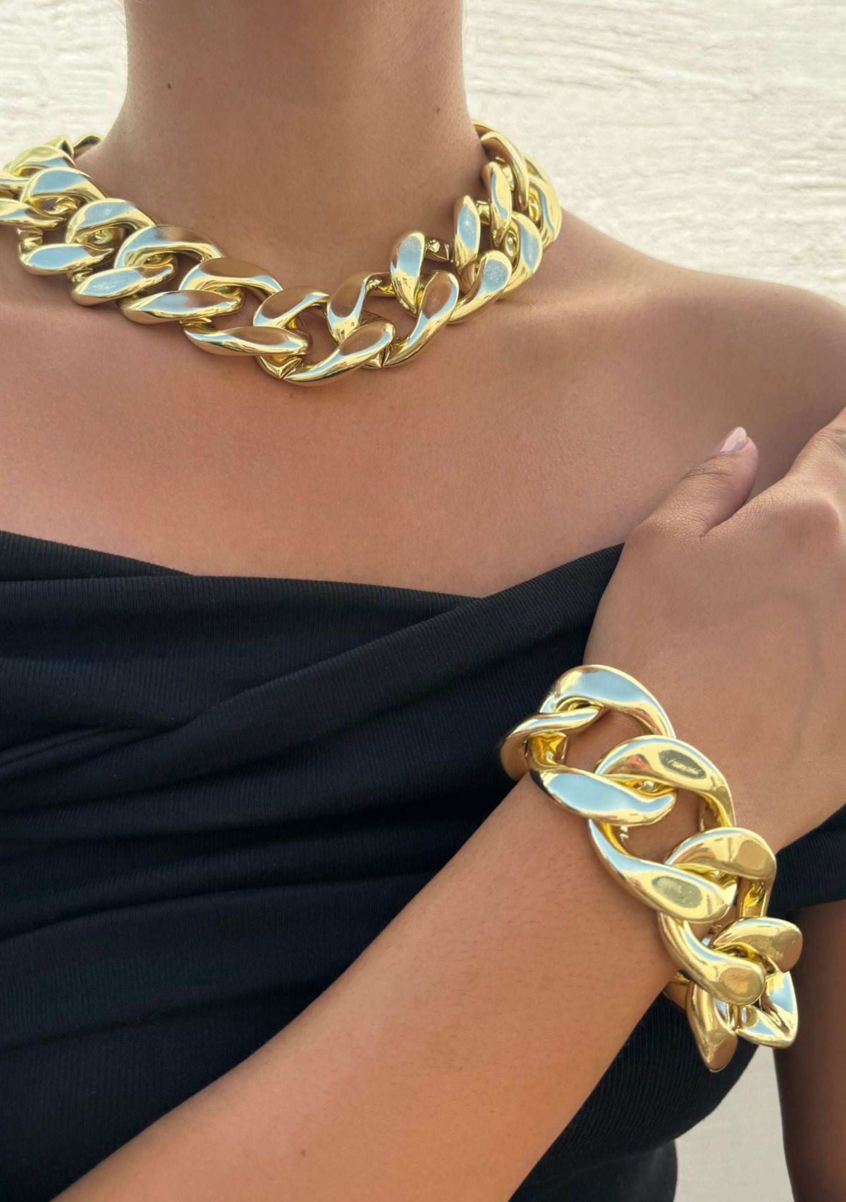 Gold Plated Lightweight Chunky Curb Chain Bracelet