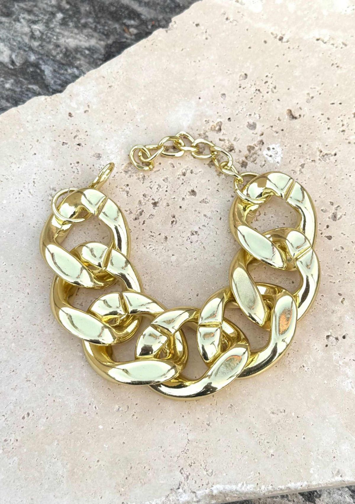 Gold Plated Lightweight Chunky Curb Chain Bracelet