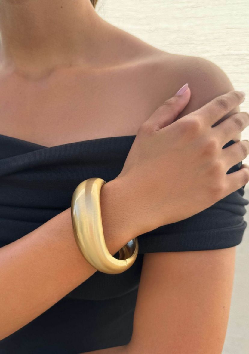 Gold Plated Organic Chunky Bangle