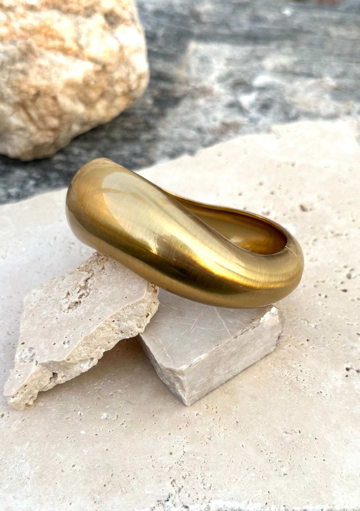 Gold Plated Organic Chunky Bangle