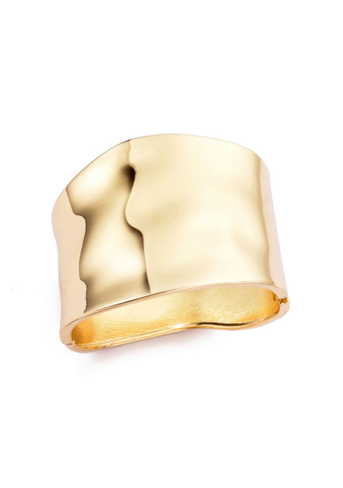 Gold Plated Tall Hammered Bangle