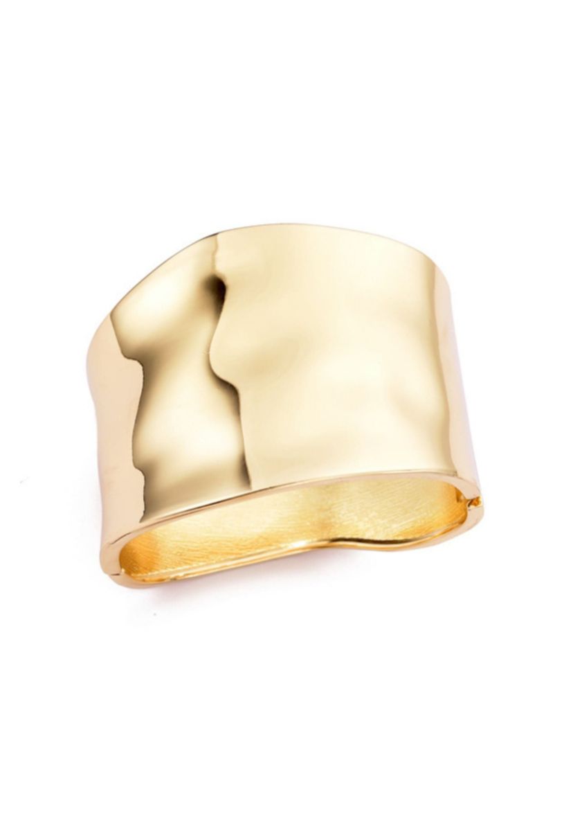 Gold Plated Tall Hammered Bangle