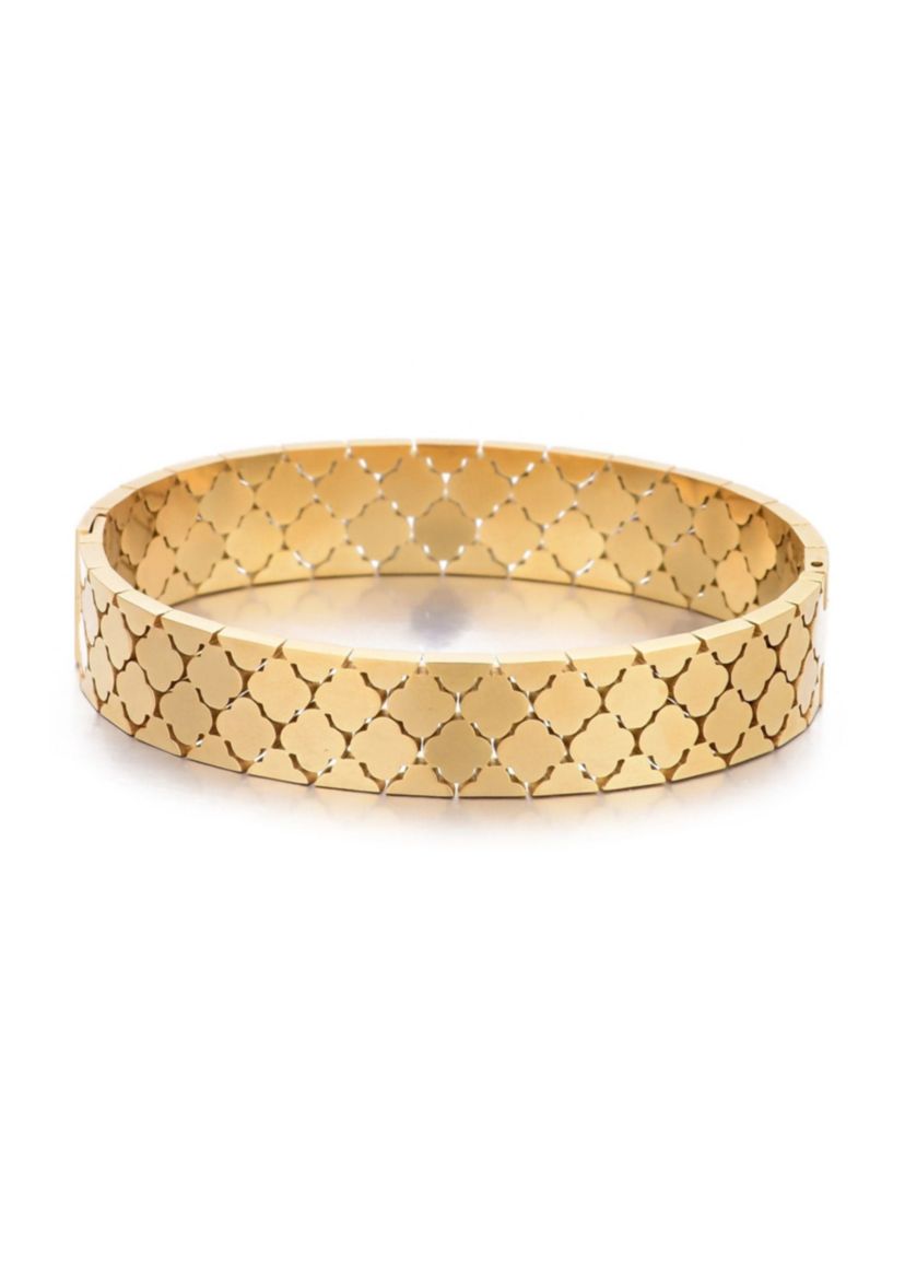 Tarnish Resistant 18k Gold Plated Clover Bangle