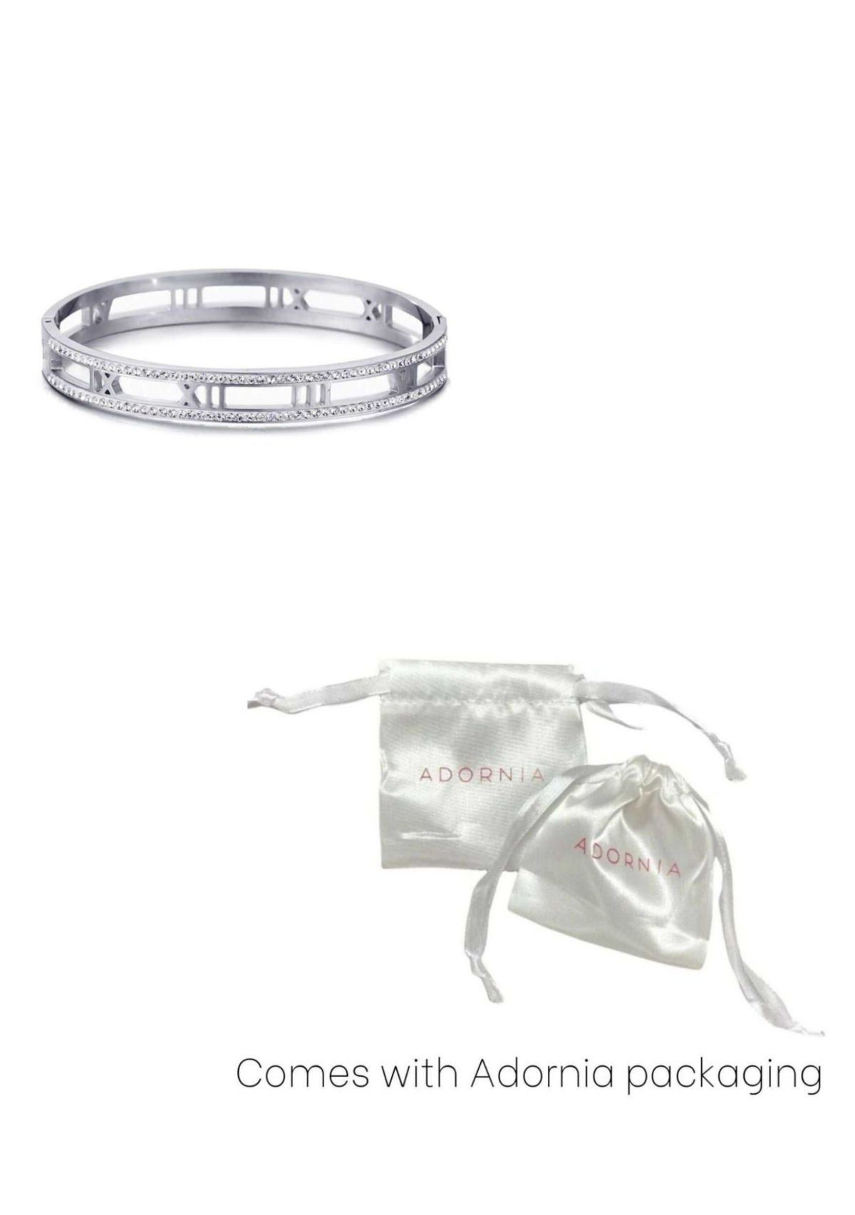 Tarnish Resistant Silver Roman Numerals Bangle