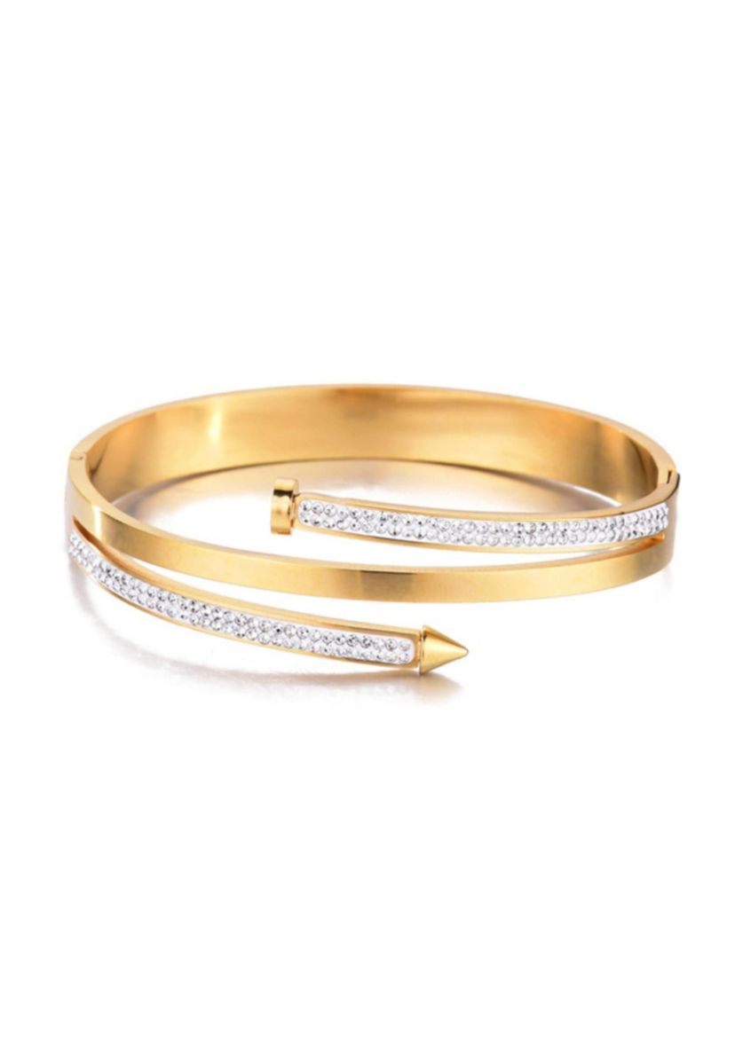 Tarnish Resistant 18k Gold Plated Chunky Nail Bangle