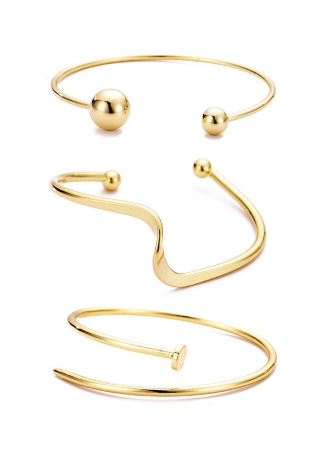 Gold Plated 3-Cuff Set