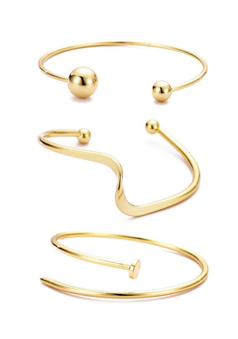 Gold Plated 3-Cuff Set