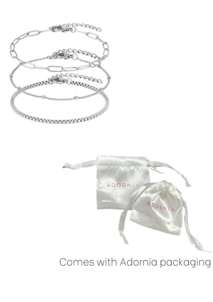 Tarnish Resistant Silver 3-Chain Bracelet Set