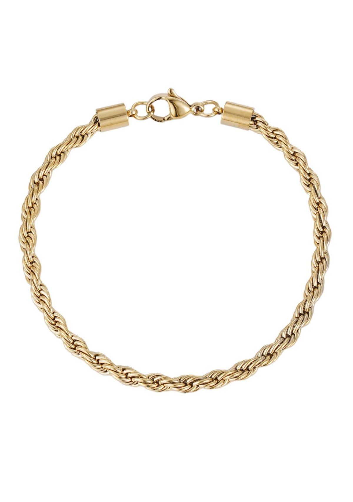 Tarnish Resistant 18k Gold Plated Rope Chain Bracelet